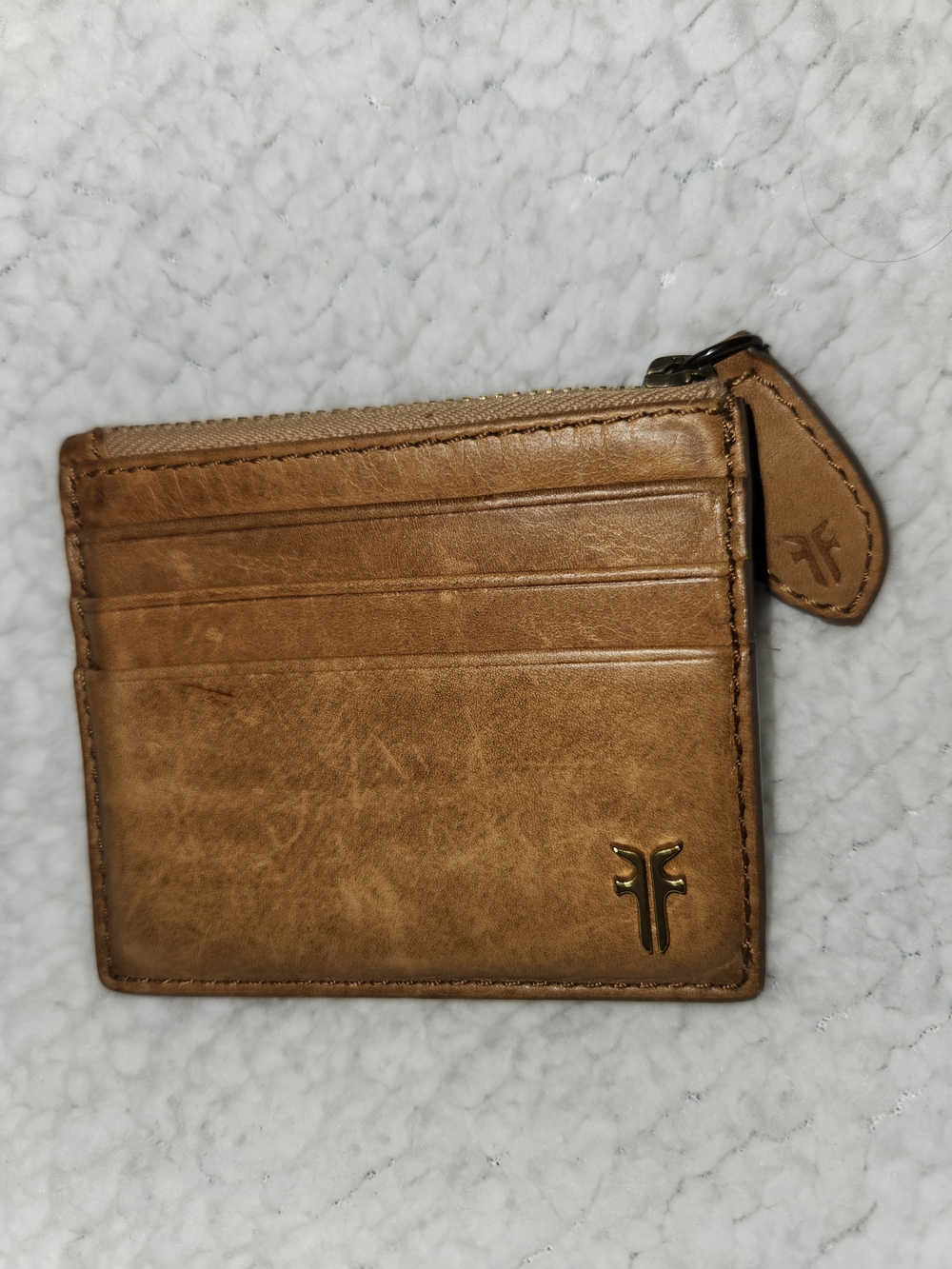 Frye Leather Zip Card Holder Wallet - Tan
